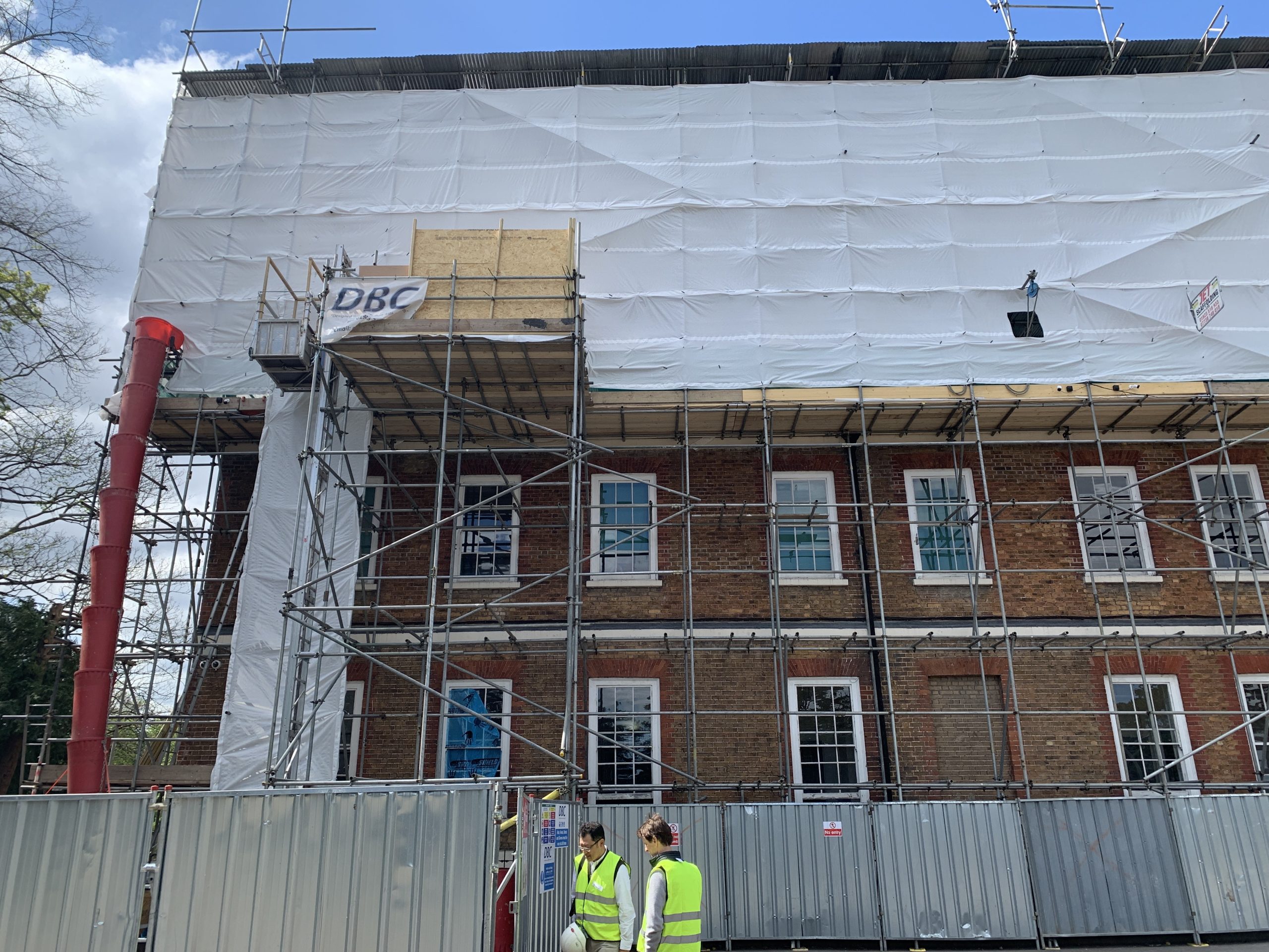 Listed School Building with Scaffolding for Roof Works